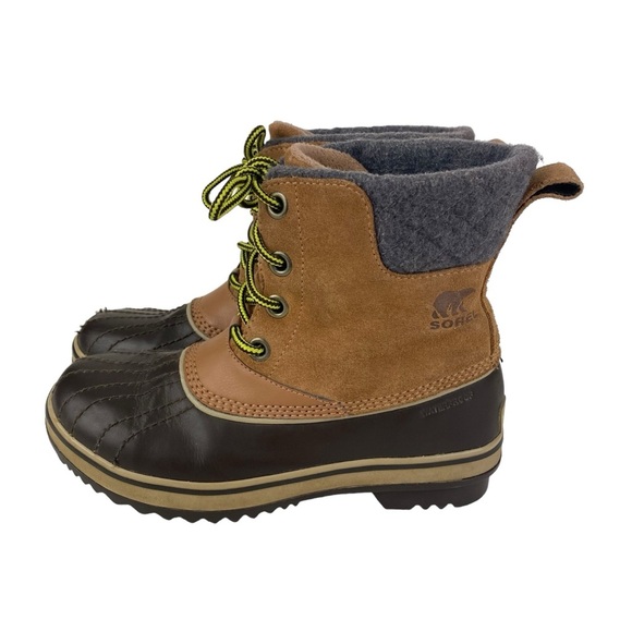 Sorel Shoes - Sorel Boots Size 5 Lace Up Brown Tan Gray Leather Rubber Waterproof